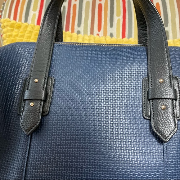 COLE HAAN Vintage Blue Satchel/Crossbody Black Trim,Gold Hardware. EUC! - Picture 4 of 14